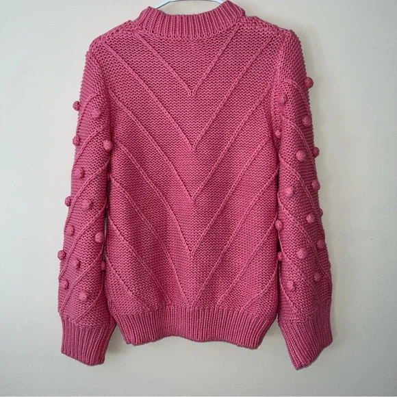 NEW Hyacinth House TUCKERNUCK Punchy Pink Pom Pom Lainey Sweater Women's Medium - Picture 7 of 10